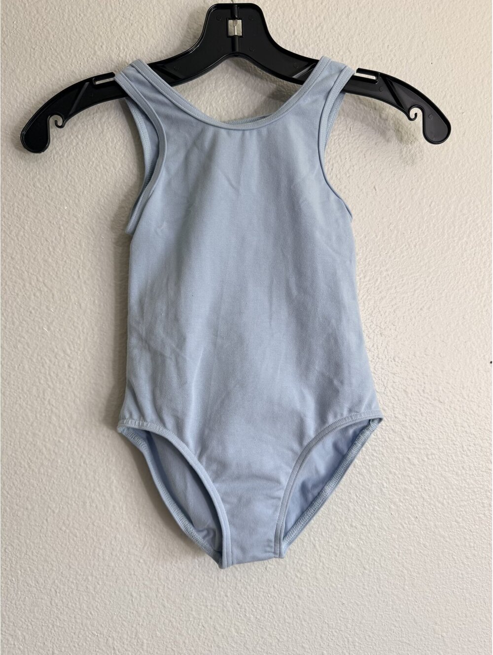 Weissman Powder Blue Mesh Panel Rhinestone Bow Tank Leotard Girls Size IC